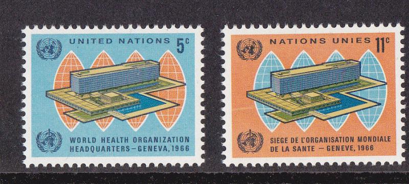 UN - NY # 156-157, WHO Headquarters, Mint NH, 1/2 Cat.