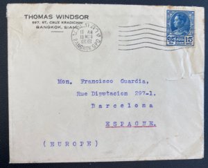 1936 Bangkok Thailand Commercial Cover To Barcelona Spain