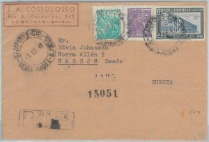 74393 - BRAZIL - POSTAL HISTORY -  REGISTERED COVER to SWEDEN  1949