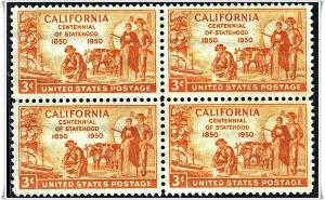 SC#997 3¢ California Statehood Block of Four MNH