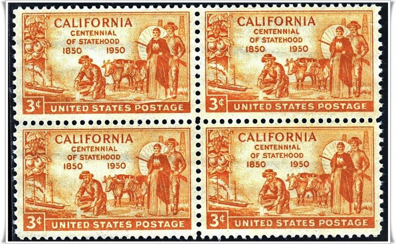 SC#997 3¢ California Statehood Block of Four MNH