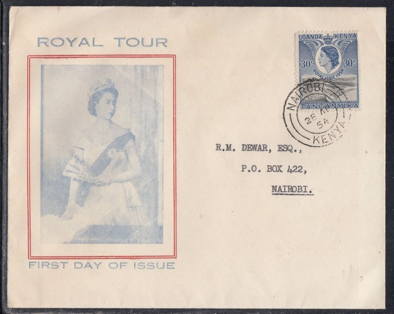 Ken. Uganda Tan. Scott 102 FDC - 1954 Royal Visit