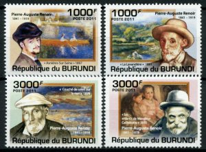 Burundi Art Stamps 2011 MNH Pierre-Auguste Renoir Paintings Famous People 4v Set