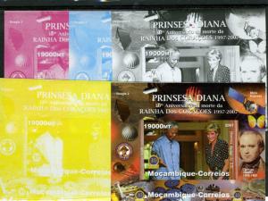 MOZAMBIQUE 2007 SPACE SATELLITE Princess Diana ERROR Color proofs + original VF