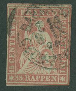 Switzerland SC# 38  Seated Helvetia 15r,  Cancelled