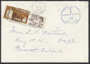 1972 Postage Due Cover Unpaid Ottawa to Prescott ONT Unusual #609 15c +#454 1c