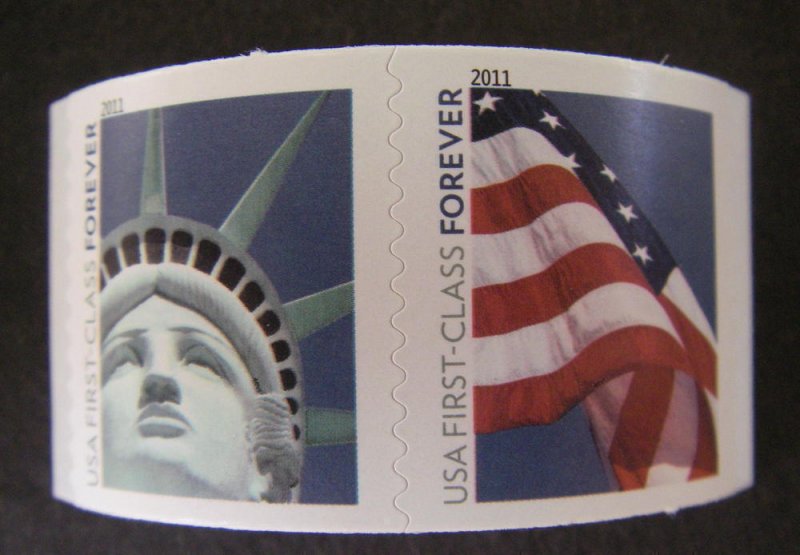 Scott 4488-9 or 4489a, Forever Liberty & Flag, MNH Coil Pair Beauty