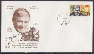 Canada Scott 504 FDC - Stephen Leacock