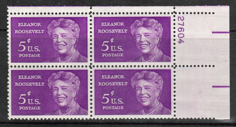 USA Plate Block # 1236 - M/NH - Eleanor Roosevelt - UR - Plate 27604