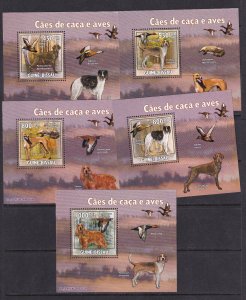 Guinea Bissau 2009 Dogs 5 S/Sheets Deluxe Edition MNH