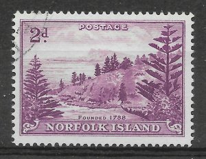 NORFOLK ISLAND SG4a 1956 2d REDDISH VIOLET ON WHITER PAPER USED 