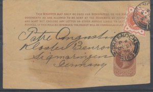 GB QV 1896 Uprated Newspaper Wrapper To Germany Postal History J7726