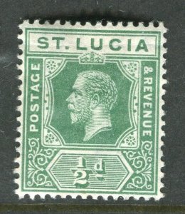 ST.LUCIA; 1912 early GV issue fine Mint hinged Shade of 1/2d. value