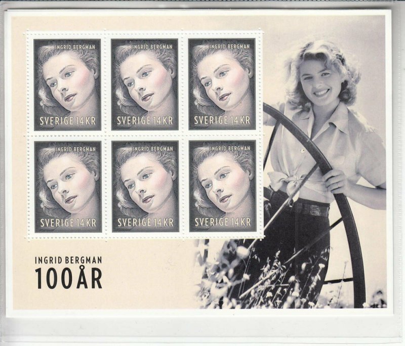 SS30 Sweden 2015 Scott #2756 MNH S/S cinema movie star Ingrid Bergman