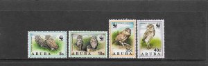 BIRDS - ARUBA #101-4  WWF OWLS  MNH