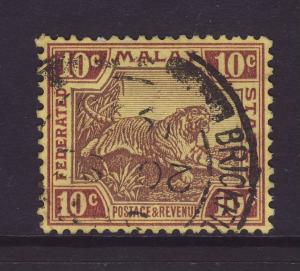 1931 FMS 10c Wmk Script Part Brickfields CDS