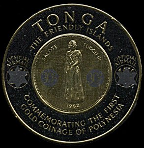 Tonga CO8, MNH, Surcharge on Queen Salote Coin issue, gold foil