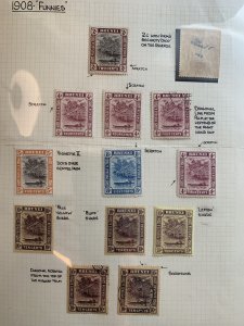 Brunei collection of 1908 plate flaws, varieties, and shades. Scott CV $75.00++