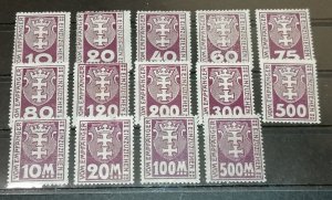 Danzig postage-due stamps 1921-1923 MH