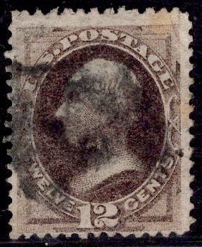 US Stamp #162 12c Blackish Violet Clay USED SCV $135