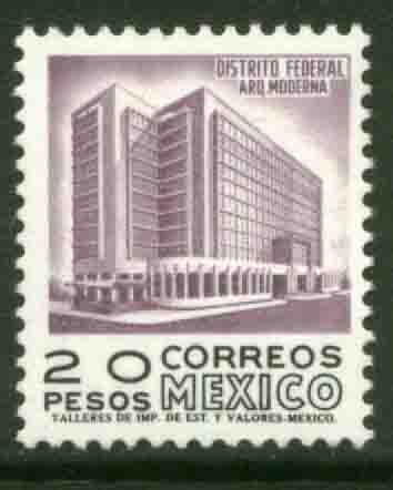 MEXICO 931a, $20Ps 1950 Def 8th Issue Fosforescent glazed. MINT, NH. F-VF.