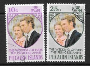 PITCAIRN ISLANDS SG131/2 1972 ROYAL WEDDING FINE USED