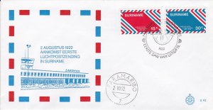 Suriname # 397-398, 1st Airmail Arrival 50th Anniversary, First Day Cover