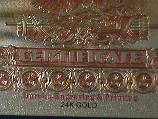 ​UNITED STATES-1882-CAT#261-$100 GOLD COINS- 24K GOLD REPLICA NOTE VF-LAST ONE