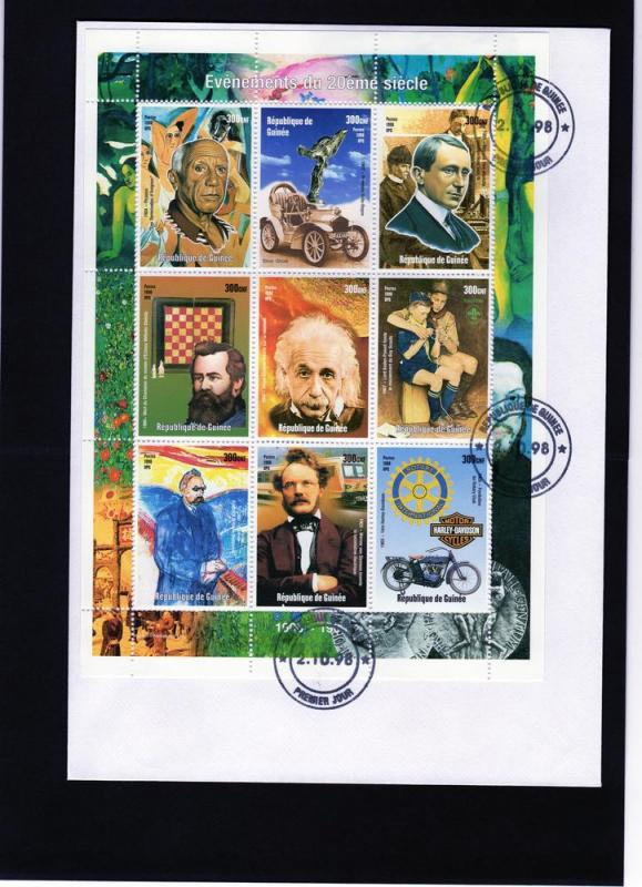 Guinea 1998 CHESS/ROTARY/TRAIN/PICASSO Shlt(9)Perf.F.D.C.