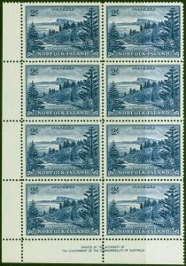 Norfolk Island 1959 2s Deep Blue SG12a V.F MNH Imprint Block of 8