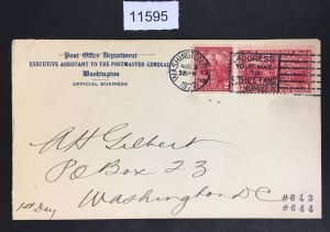 MOMEN: US STAMPS # 643-644 FDC 1927 AUG 3 POSTAL COVER USED LOT #11595