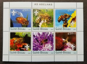 *FREE SHIP Guinea Bissau Honey Bee 2003 Insect Flora Fauna Flower Scout (ms MNH
