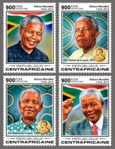 Central Africa - 2020 President Nelson Mandela - 4 Stamp Set - CA200107c