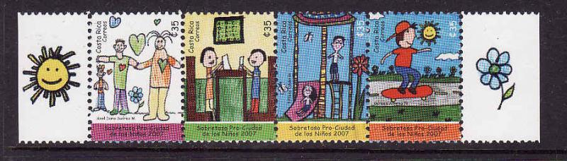 Costa Rica-Sc#RA126-unused NH strip-Child's Art-2007-