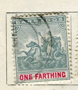 BARBADOS; 1904 early classic QV issue fine used 1/4d. value