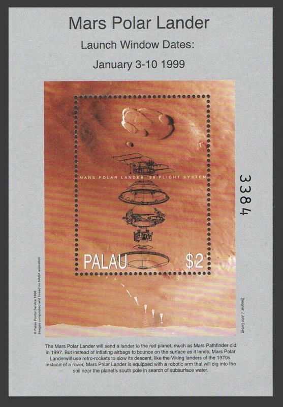 Palau 501 af, 502-505 sheets, MNH. Exploration of Mars, 1996-2001. 1999.