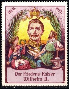 1913 Germany Propaganda Poster Stamp The Peace Emperor Kaiser Wilhelm II