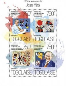 Joan Miro Surrealism Art Cubism Paintings Spain Togo MNH stamp set