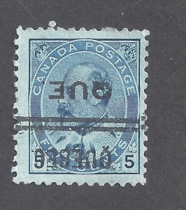 Canada # 91 USED 5c BLUE KEVII INVERTED-REVERSE QUEBEC PRECANCEL BS27829