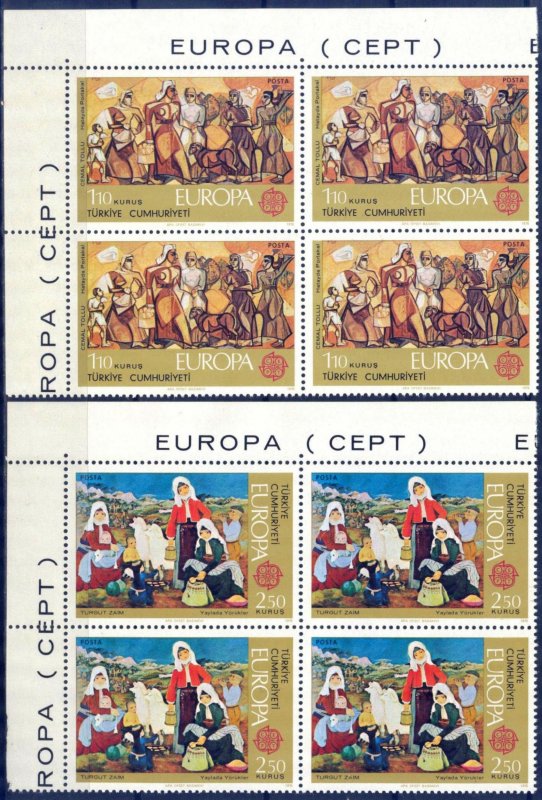 Turkey 1975 Europa CEPT Art Paintings Mi. 2355/6 Block of 4 MNH