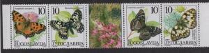 Yugoslavia   #2478  2000 MNH butterflies strip of 4 + label