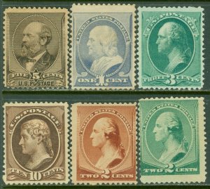 EDW1949SELL : USA 1882-87 Scott #205-7, 209-10, 213 Mint No Gum. Catalog $239.00