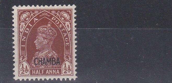 INDIA  CHAMBA  1942 - 47  S G 100  1/2A  RED BROWN  MH  CAT £85