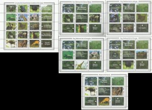 Congo (Kinshasa) 2005 Mammals of Nature reservations set of 6 sheetlets MNH