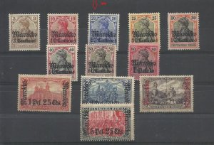 GERMANY REICH 1908 O/PRINT MAROKKO MOROCCO Y/TELLIER: 33-45 (MISS 34) MNH /MLH