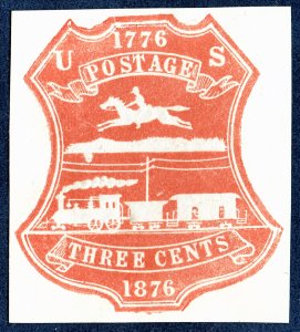 [0940] 1876 Scott#U218 3¢ red Envelope Cut Square mint cv : $52