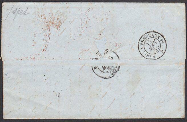 MAURITIUS 1855 entire to France with PACKET LETTER / MAURITIUS in red.....29187