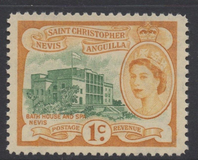 ST.KITTS & NEVIS;  1954 early QEII issue Mint hinged 1c. value