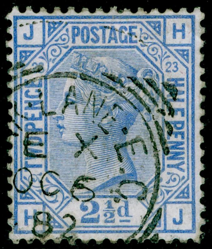 SG157, 2½d blue plate 23, FINE USED, CDS. Cat £35. HJ