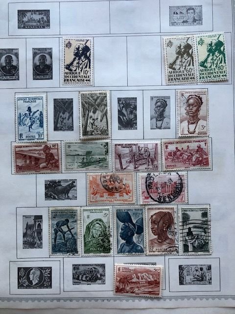 French Equatorial Africa on 11 old album pages